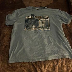 Half moon cay Bahamas short sleeve blue shirt